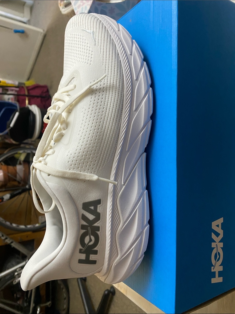 Hoka Men's Cream/White Cushioned Athletic Runner